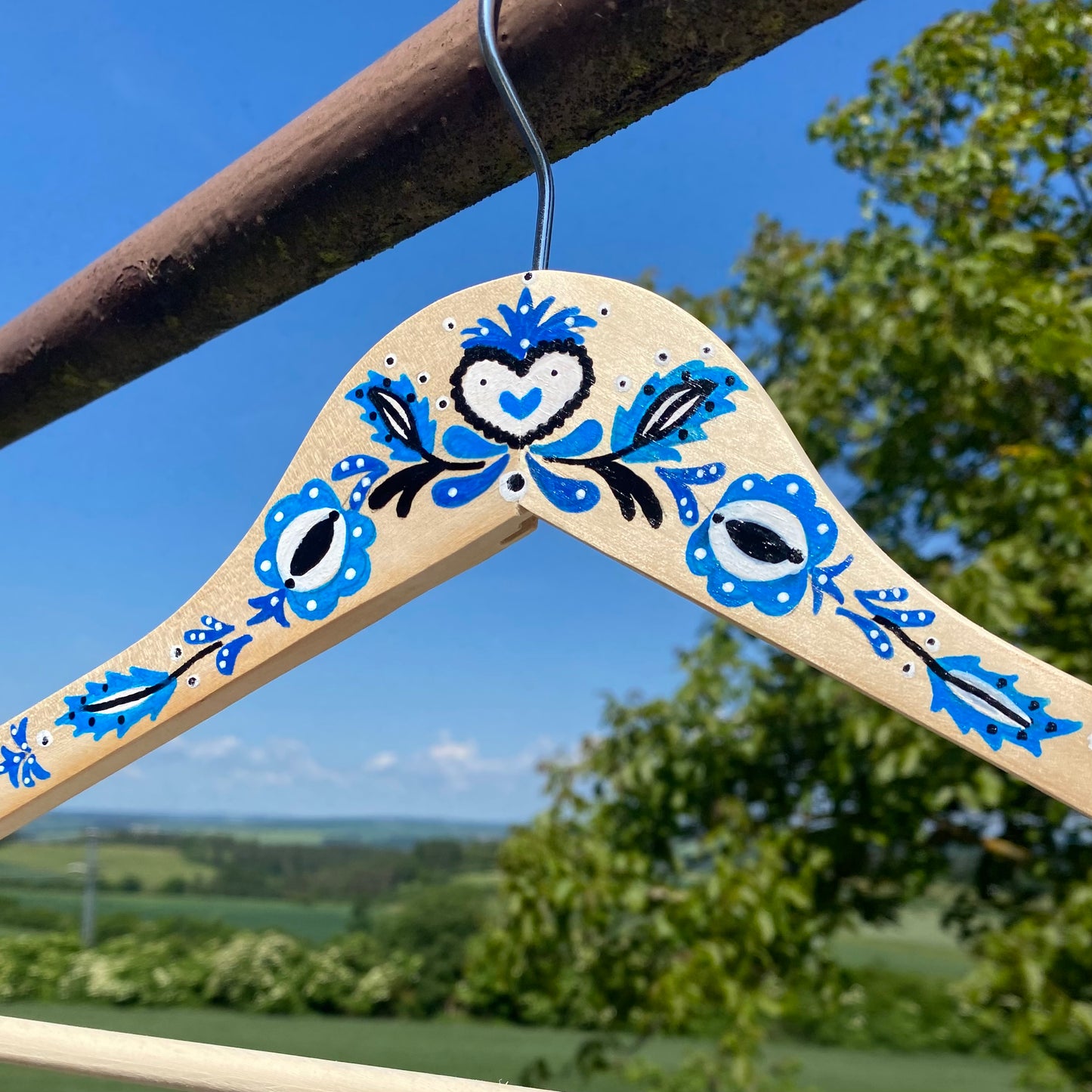 Ramínko Folklor - dřevo, modrá