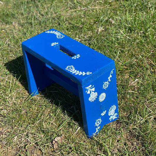 Rustikální stolička folklor - modrá