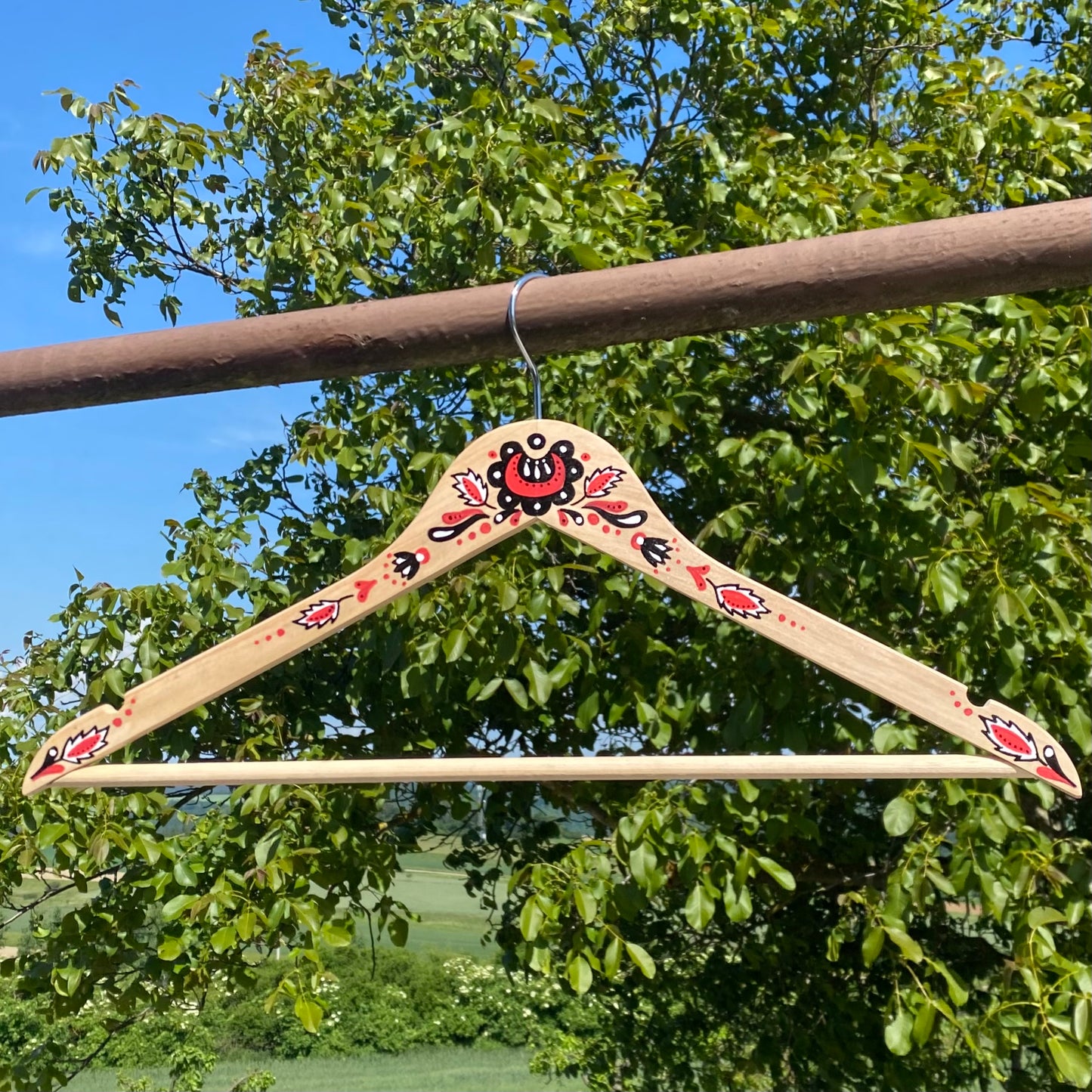 Ramínko folklor - dřevo, červená