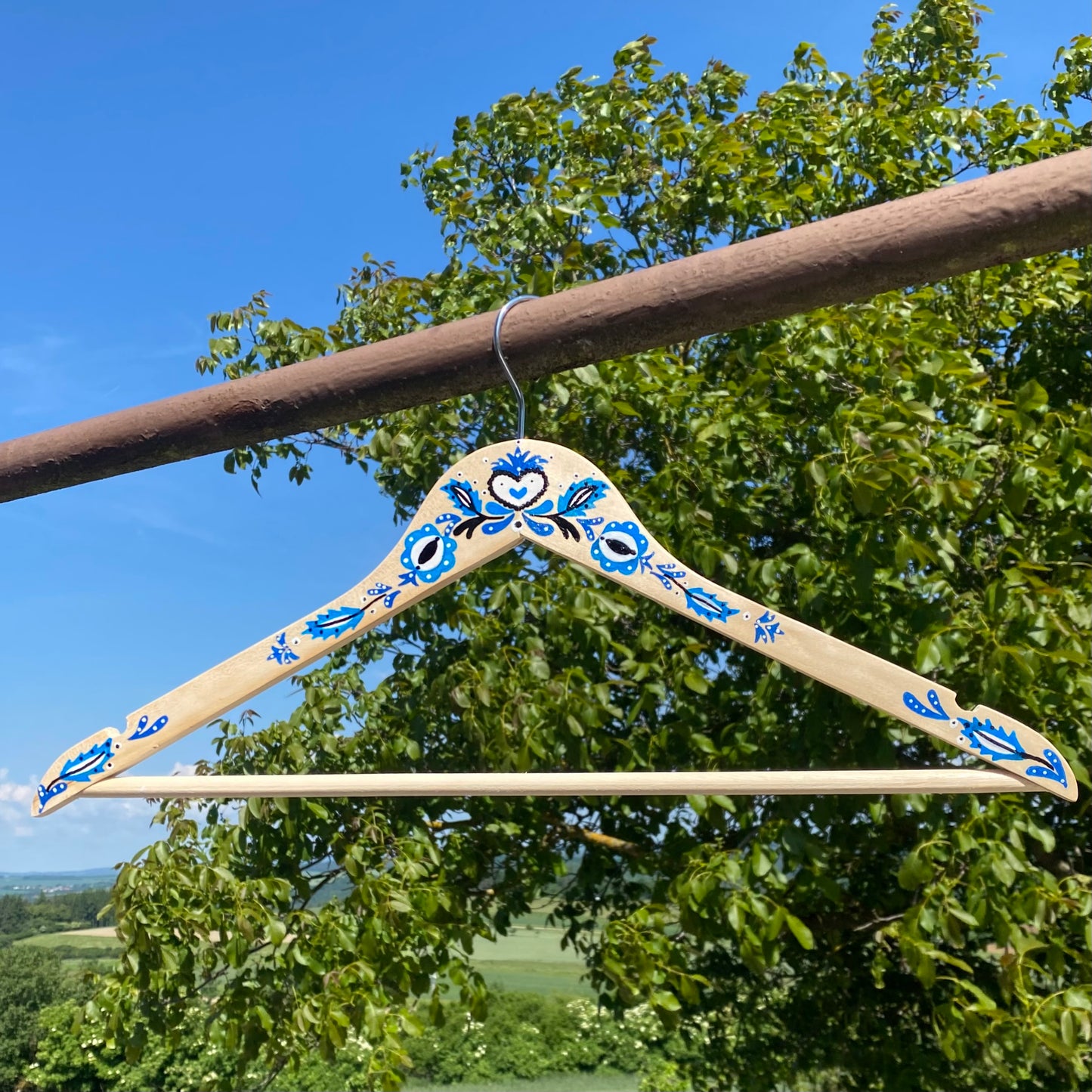 Ramínko Folklor - dřevo, modrá